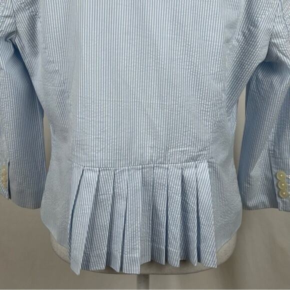 Tommy Hilfiger Blue White Pinstripe Cotton Prep Academia Blazer NWOT Size L - Picture 6 of 12